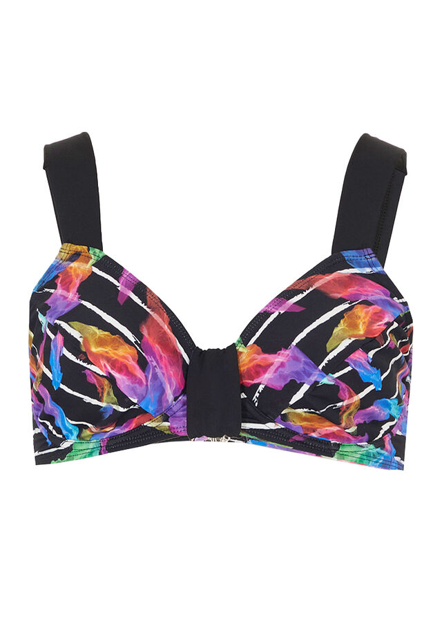 Sujetador De Bikini Reductor De Poliamida Reciclada Negro De Flores