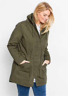 Parka corta de algodón con cuello alto, entallada