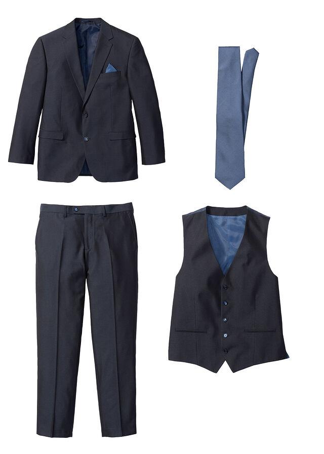 Traje (4 piezas) con chaleco y corbata, regular fit