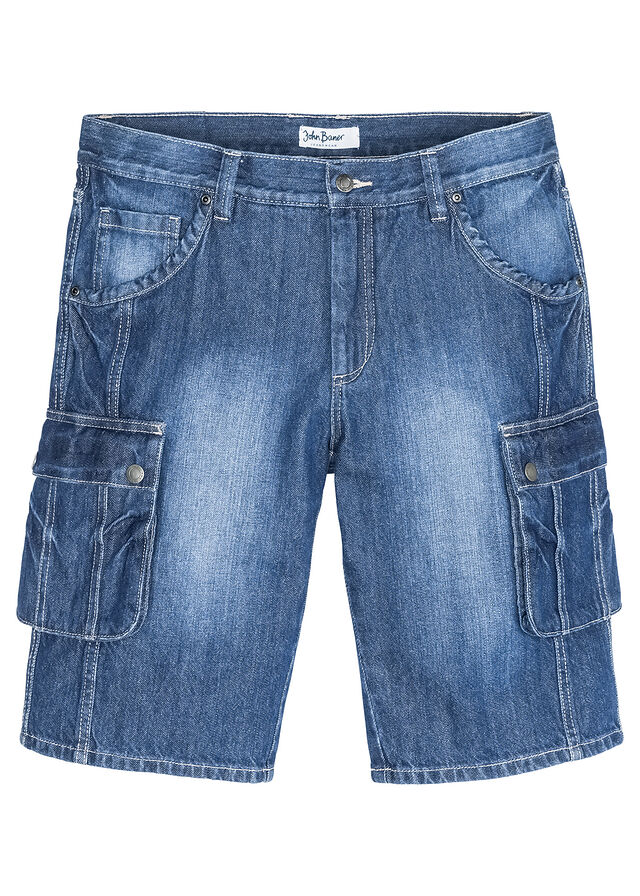 Bermudas vaqueras tipo cargo, regular fit