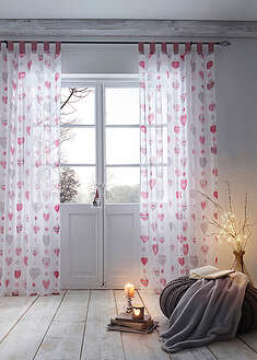 Cortina transparente con estampado de corazones (1 unidad)