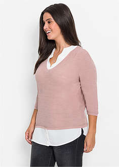 Jersey de punto fino con inserto de blusa