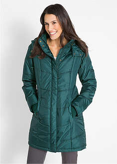 Chaqueta larga guateada con cuello y capucha