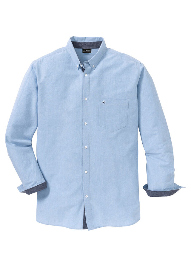 Camisa de manga larga tipo Oxford de algodón puro