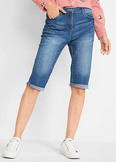 Bermudas vaqueras, mid waist, con dobladillo enrollado