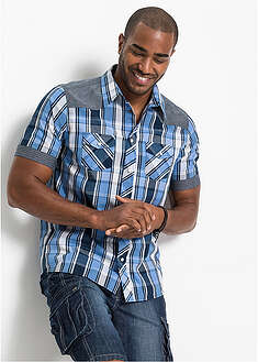 Camisa de manga corta con ribete vaquero