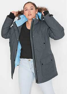 Chaqueta funcional de trekking con capucha, diseño largo y tejido impermeable