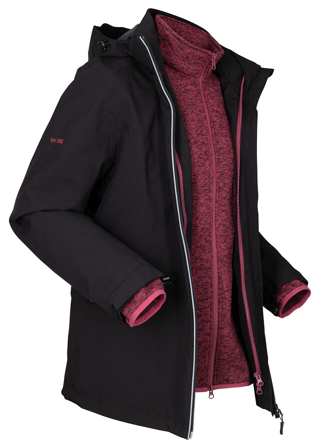 Chaqueta funcional 3 en 1 para exteriores con forro polar interior de punto