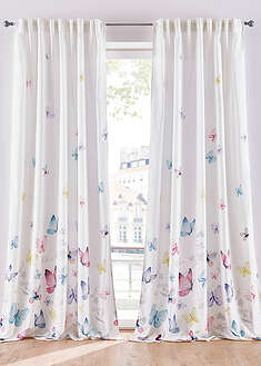 Cortina de microfibra con estampado de mariposas (1 unidad)