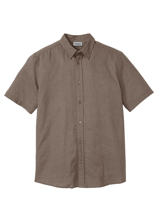 Camisa de manga corta de mezcla de lino vaporosa