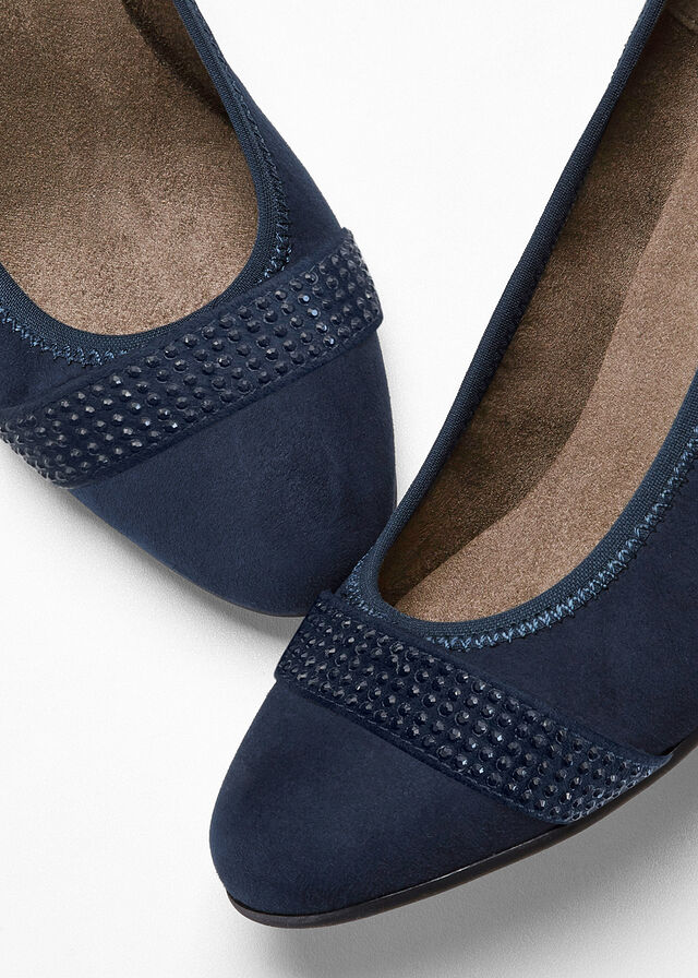 Tacon Ancho Zapatos Azul Marino De Fiesta Zapatos De Tacón De Jana