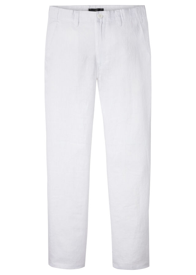 Pantalón tipo chino de lino puro con corte recto y regular