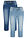 Vaqueros capri, 2 unidades - Azul + azul claro desgastado - bonprix