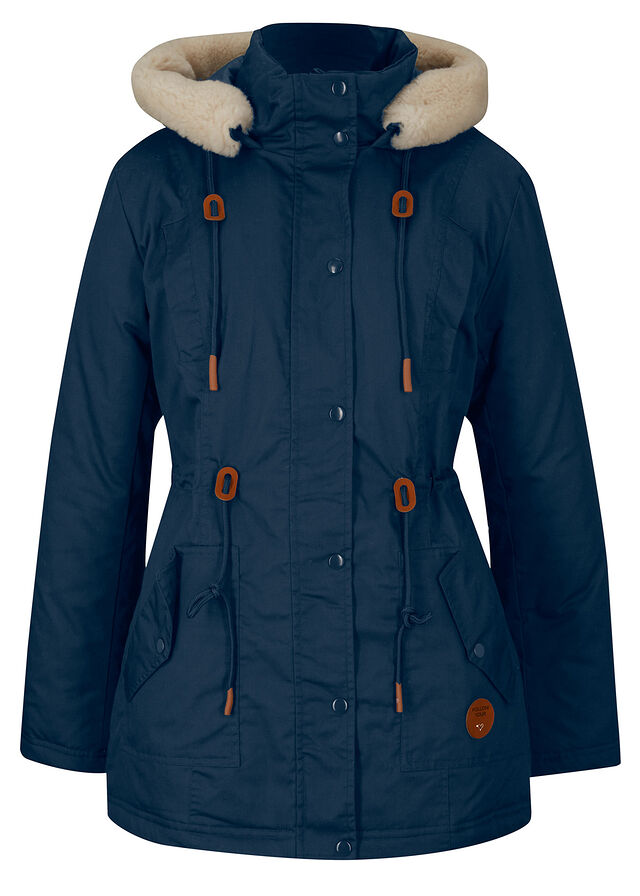 Parka acolchada con ribete de pelo sintético Azul marino •