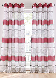 Cortina de poliéster reciclado con estampado de rayas horizontales (1 unidad)