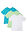 Camiseta (3 unidades) de algodón puro - Agua oscuro + menta suave + blanco - bonprix