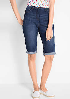 Bermudas vaqueras, mid waist, con dobladillo enrollado