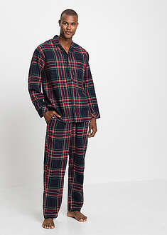 Pijama de franela suave con botones para hombres