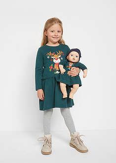 Vestido de punto + vestido para muñecas de algodón orgánico puro (conjunto de 2 piezas)