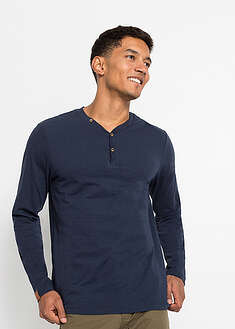 Camiseta de algodón orgánico puro con manga larga y cuello henley (2 unidades)