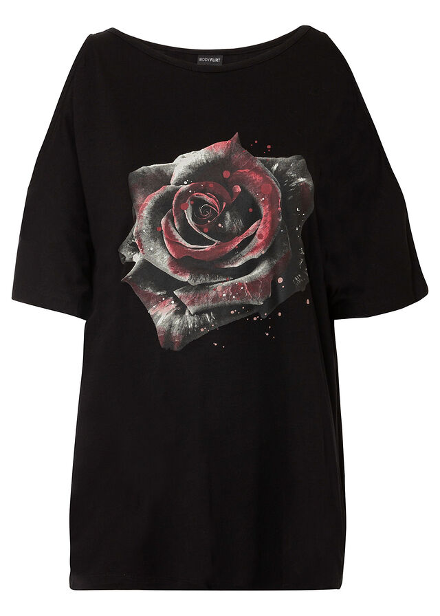 Camiseta con hombros al descubierto de viscosa