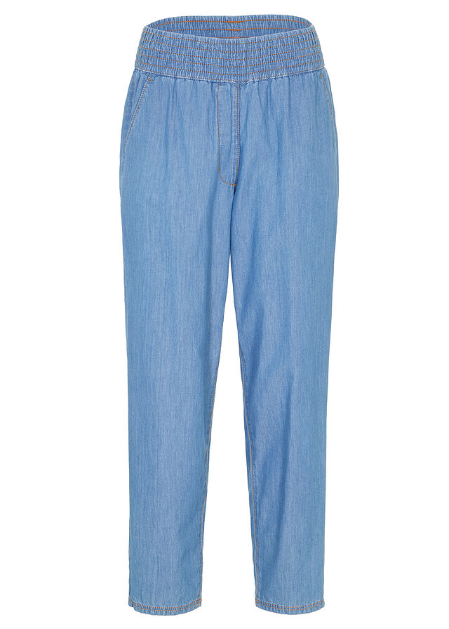 Vaqueros mom ligeros, high waist, cropped