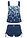 Tankini (2 piezas) con pantalón de baño - azul marino con flores - bonprix