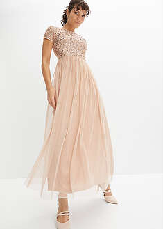 Vestido maxi con bordado de lentejuelas