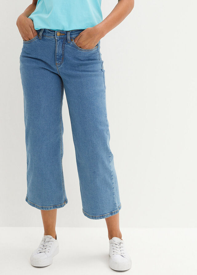 Pantalones Anchos Jeans Con Bolsillos Pequeños Vaqueros Capri