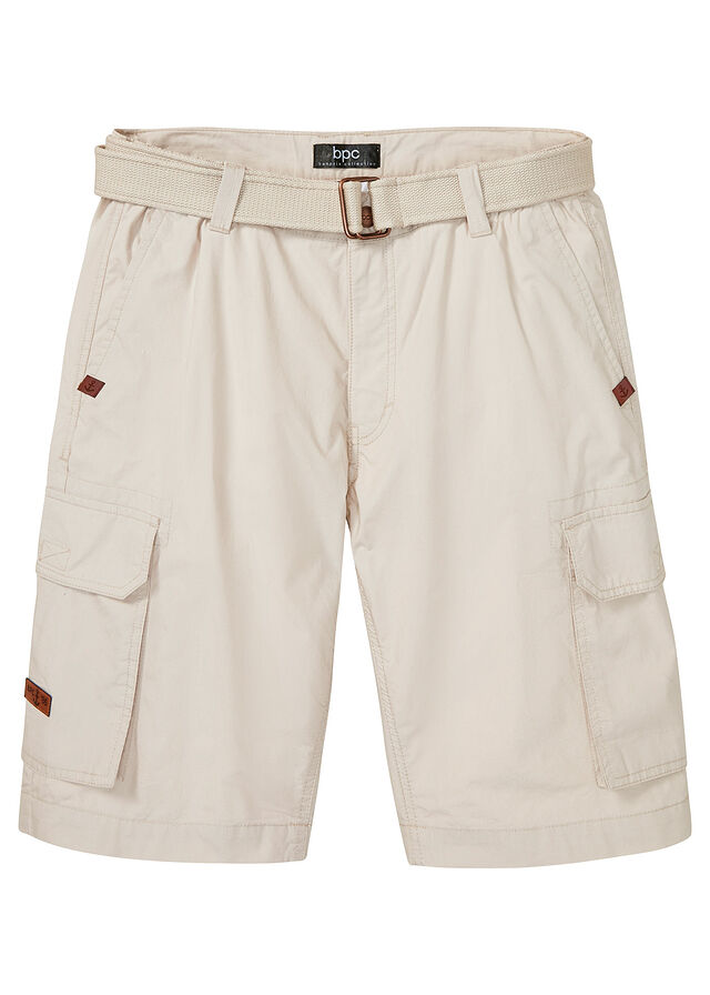 Bermuda cargo con cintura y cinturón cómodos, regular fit