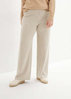 Pantalón elástico con pata de gallo, pernera ancha