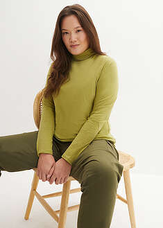 Camiseta elástica de cuello vuelto y manga larga