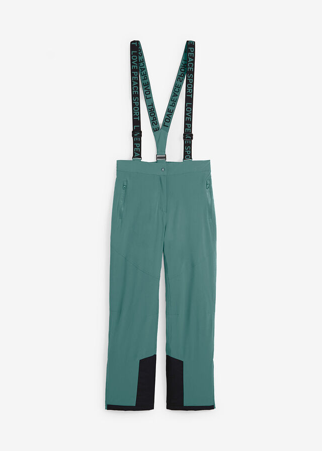Pantalón térmico funcional de esquí con tirantes desmontables, material impermeable y corte recto