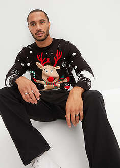 Jersey de punto fino con motivo navideño