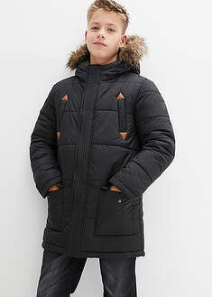 Parka de invierno con detalles de piel sintética y capucha de pelo