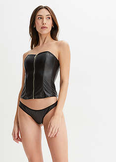 Corsé + tanga de piel sintética (conjunto de 2 piezas)