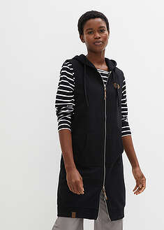 Chaleco largo tipo sudadera con capucha de mezcla de algodón