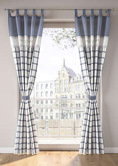 Cortina de algodón orgánico con alzapaño (1 paquete)