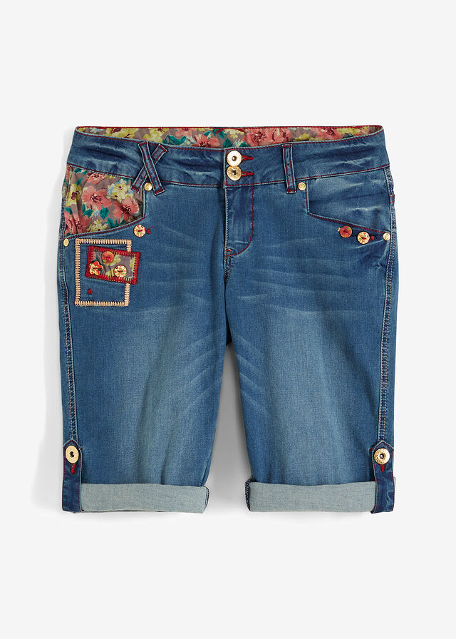Pantalón corto vaquero Denim de flores • € • bonprix