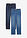 Vaqueros rectos de talle alto con cintura cómoda (2 unidades) - azul claro denim+azul oscuro denim usado - bonprix