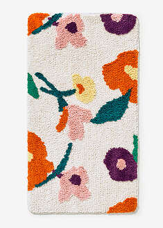 Alfombrilla de baño acolchada con un colorido diseño floral
