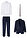 Traje (4 piezas) con camisa y corbata, regular fit - azul marino/blanco/azul pálido - bonprix