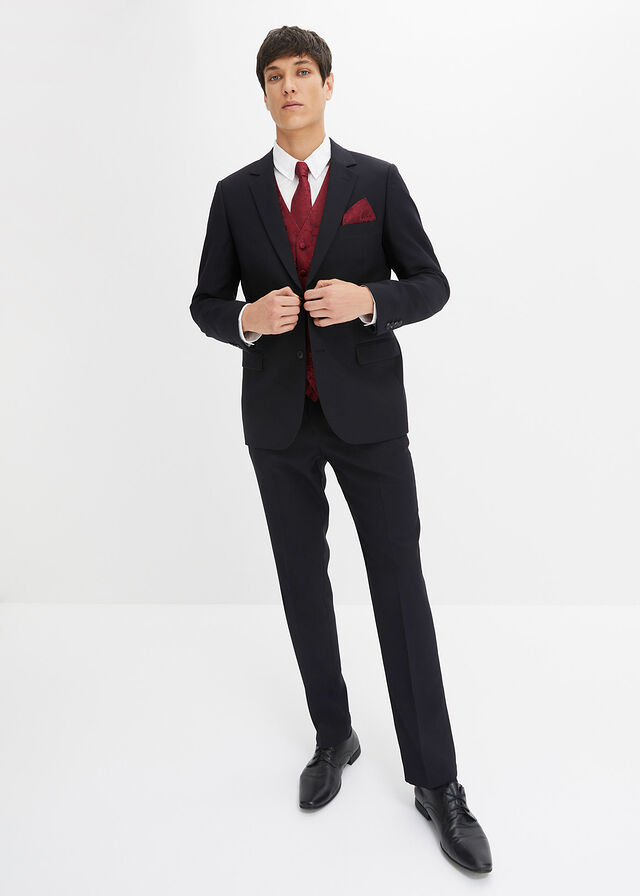 Slim Fit Corbata Para Terno Negro Traje Negro Con Corbata Azul