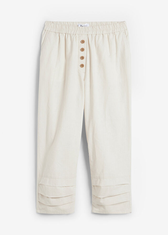 Pantalón con corte zanahoria de mezcla de lino y algodón