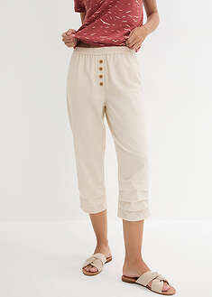Pantalón con corte zanahoria de mezcla de lino y algodón