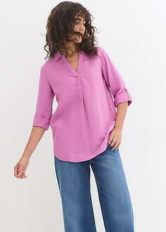 Blusa de mangas 3/4 con lino