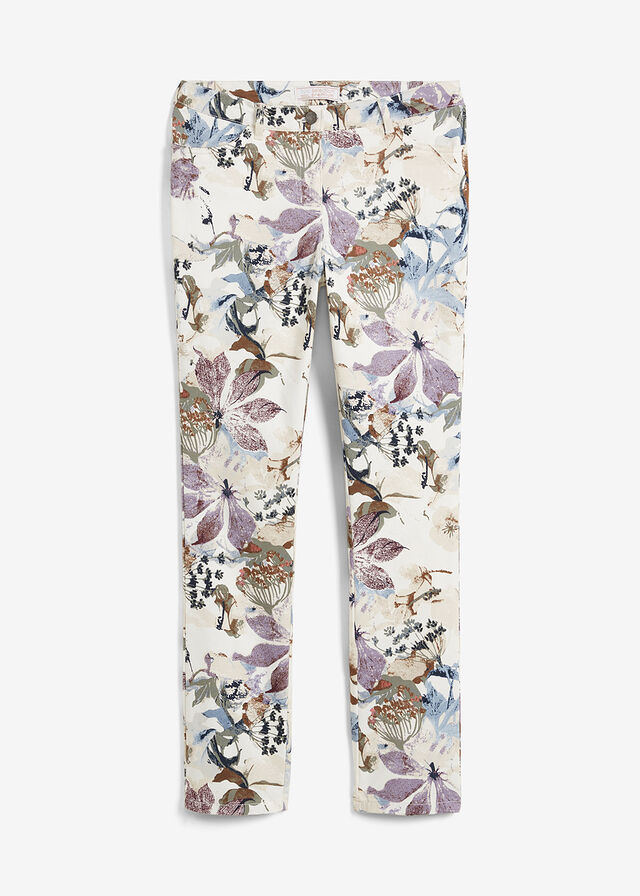 Pantalón elástico con estampado de flores
