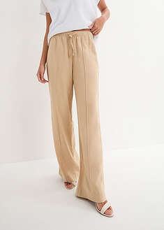 Pantalón palazzo de mezcla ligera de viscosa y lino