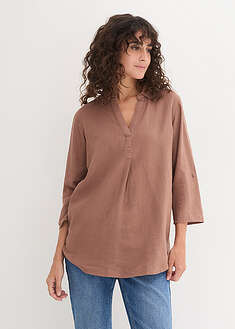 Blusa de mangas 3/4 con lino