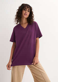 Camiseta larga ancha con cuello en V, manga corta (5 unidades)